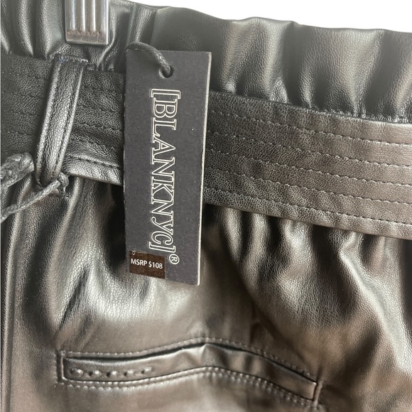 Blank NYC  Black Faux Leather Paper Bag High Waist Pants Belted Size 30 - Picture 12 of 12